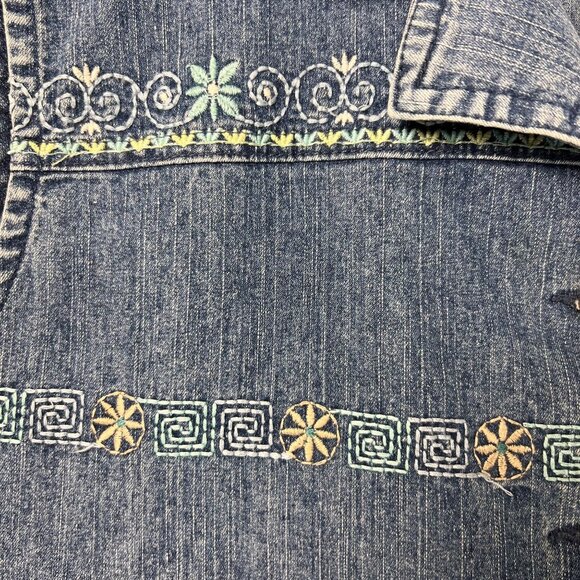 Alfred Dunner Womens Embroidered Denim Vest Size 12 Button Front Sleeveless - Picture 6 of 13